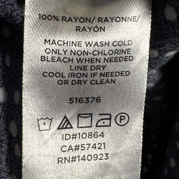 LOFT Women’s Large Navy White Polka Dot Long Sleeve Blouse Casual - Picture 4 of 7